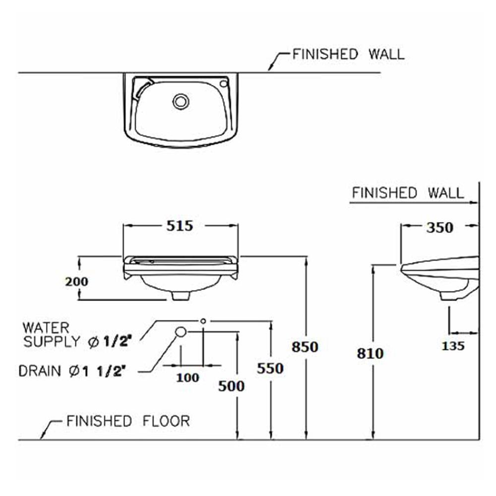 อ่างล้างหน้าแขวน COTTO C002 สีขาว