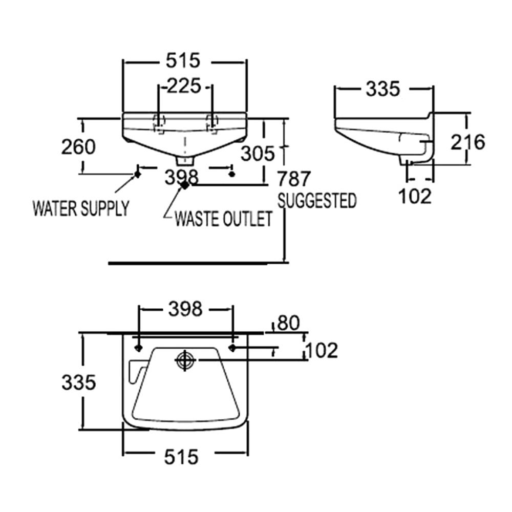 อ่างล้างหน้าแขวน AMERICAN STANDARD 910S-WT-0 สีขาว