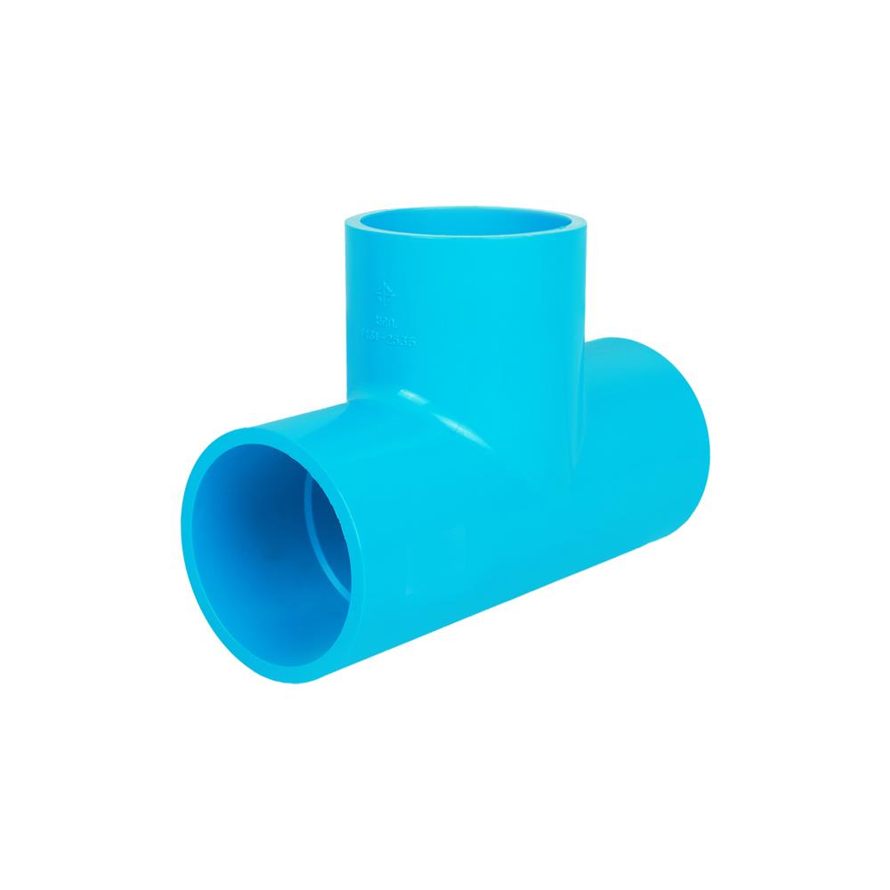 ข้อต่อสามทาง 90 องศา ท่อน้ำไทย 3 นิ้ว สีฟ้า