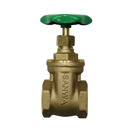 ประตูน้ำทองเหลือง&nbsp;SANWA&nbsp;1/2 นิ้ว สีทองเหลือง/เขียว