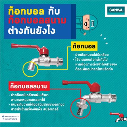 ก๊อกบอลสนาม SANWA 1/2 นิ้ว สีแดง_2