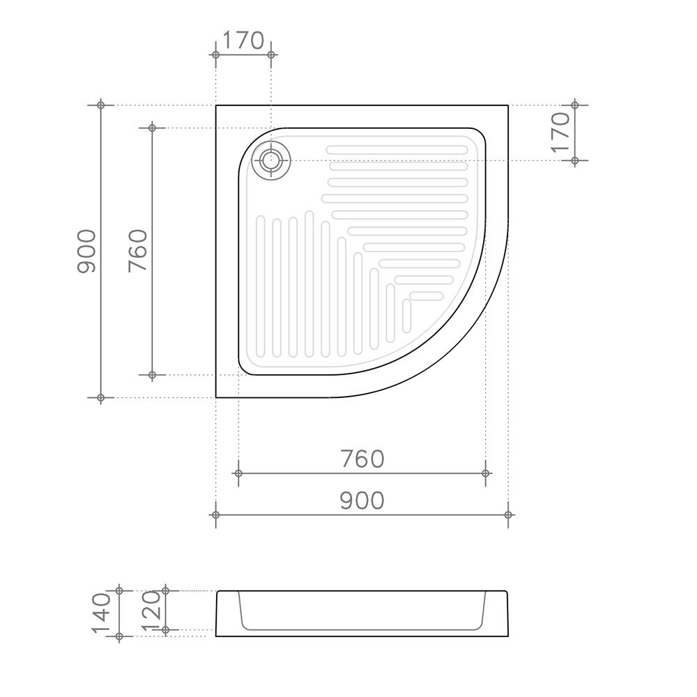 ถาดรองอาบน้ำ CRISTINA CT-8040 90X90 ซม.