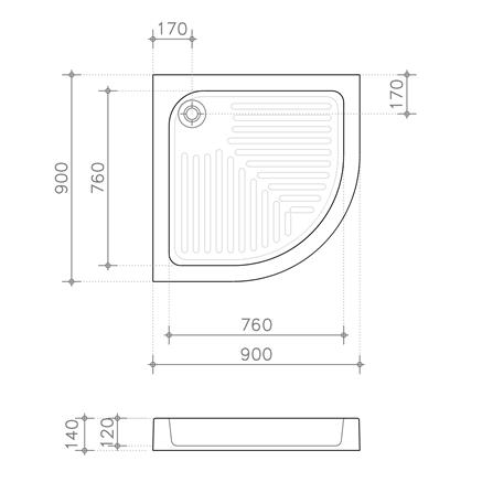 ถาดรองอาบน้ำ CRISTINA CT-8040 90X90 ซม._1