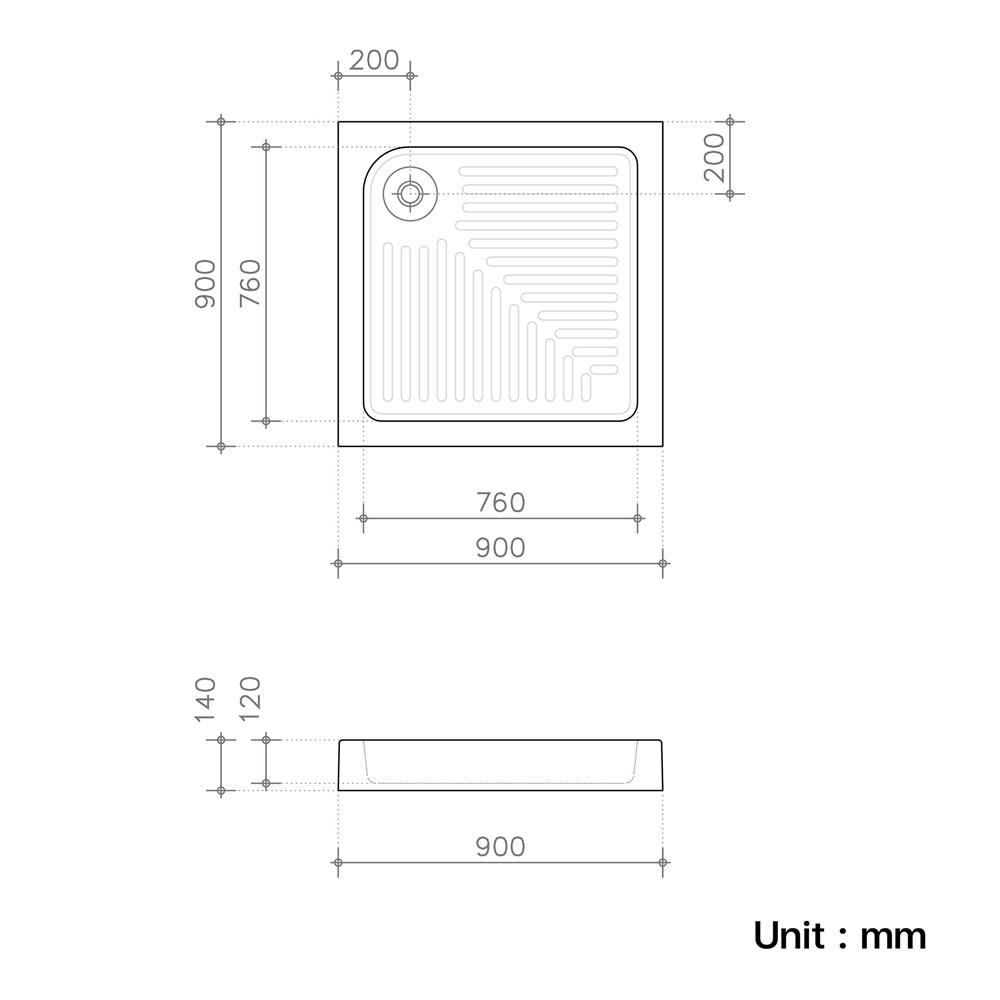 ถาดรองอาบน้ำ CRISTINA CT-8030 90x90ซม.
