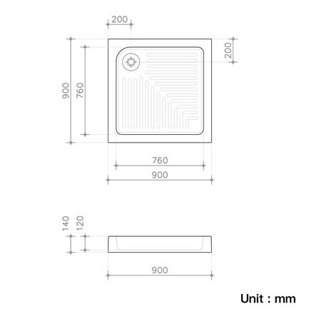 ถาดรองอาบน้ำ CRISTINA CT-8030 90x90ซม._1
