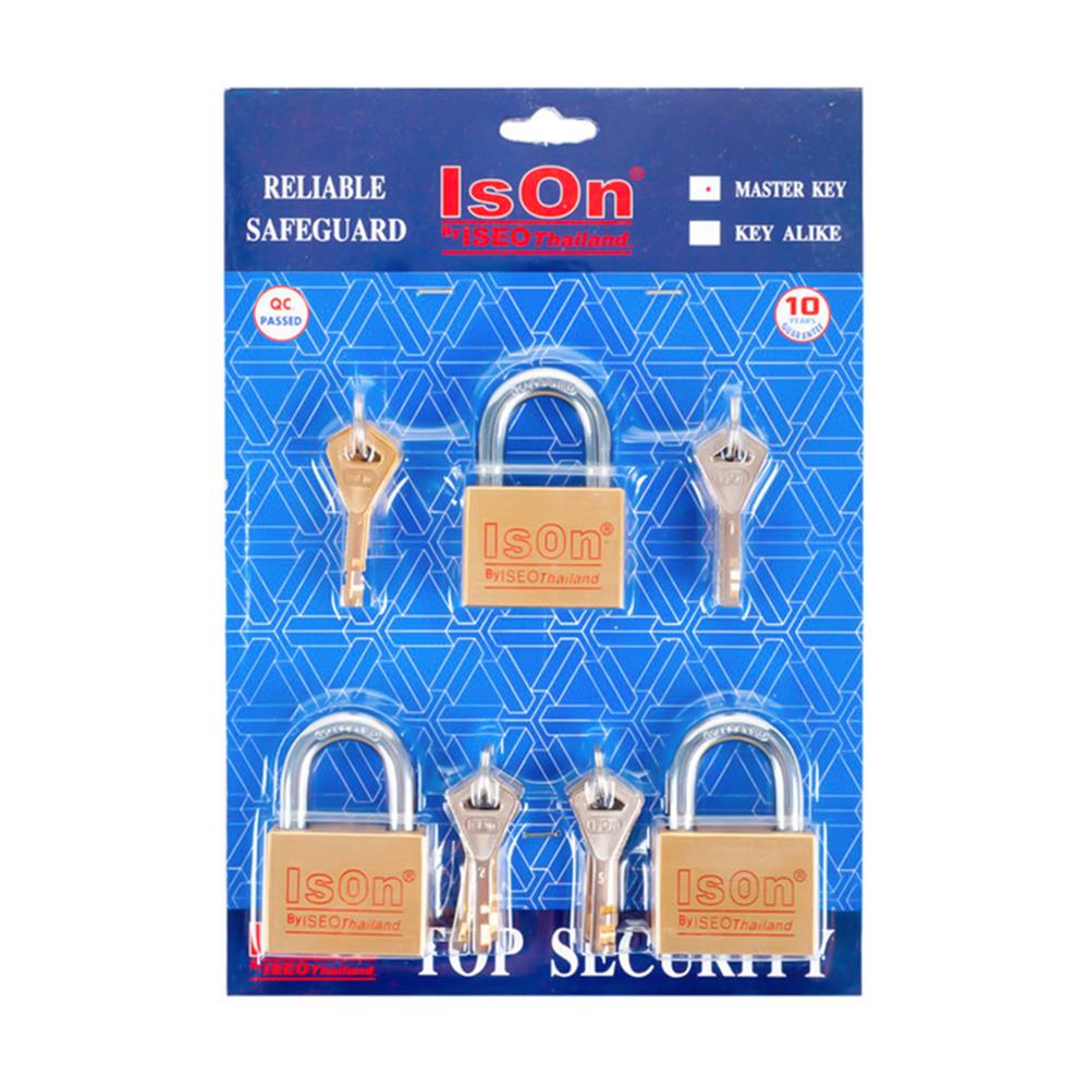 กุญแจมาสเตอร์คีย์ ISON 450 50 มม. สีทองเหลืองขัดเงา (ชุด 3 ตัว)