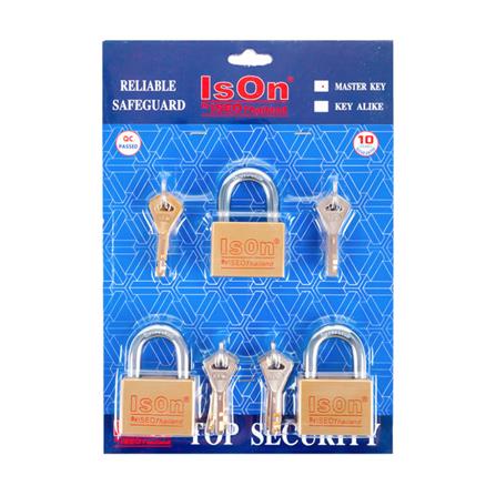 กุญแจมาสเตอร์คีย์ ISON 450 50 มม. สีทองเหลืองขัดเงา (ชุด 3 ตัว)_2