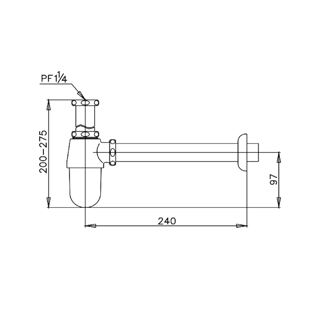 ท่อน้ำทิ้งอ่างล้างหน้ากระปุก COTTO CT680(HM) 24 ซม.
