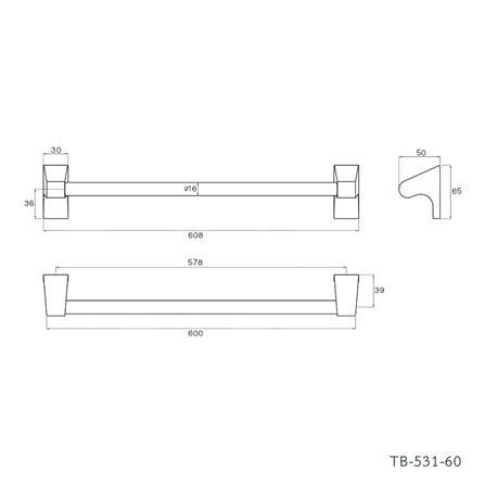 ราวแขวนผ้า WS TB-531-60 60 ซม. สเตนเลส_1