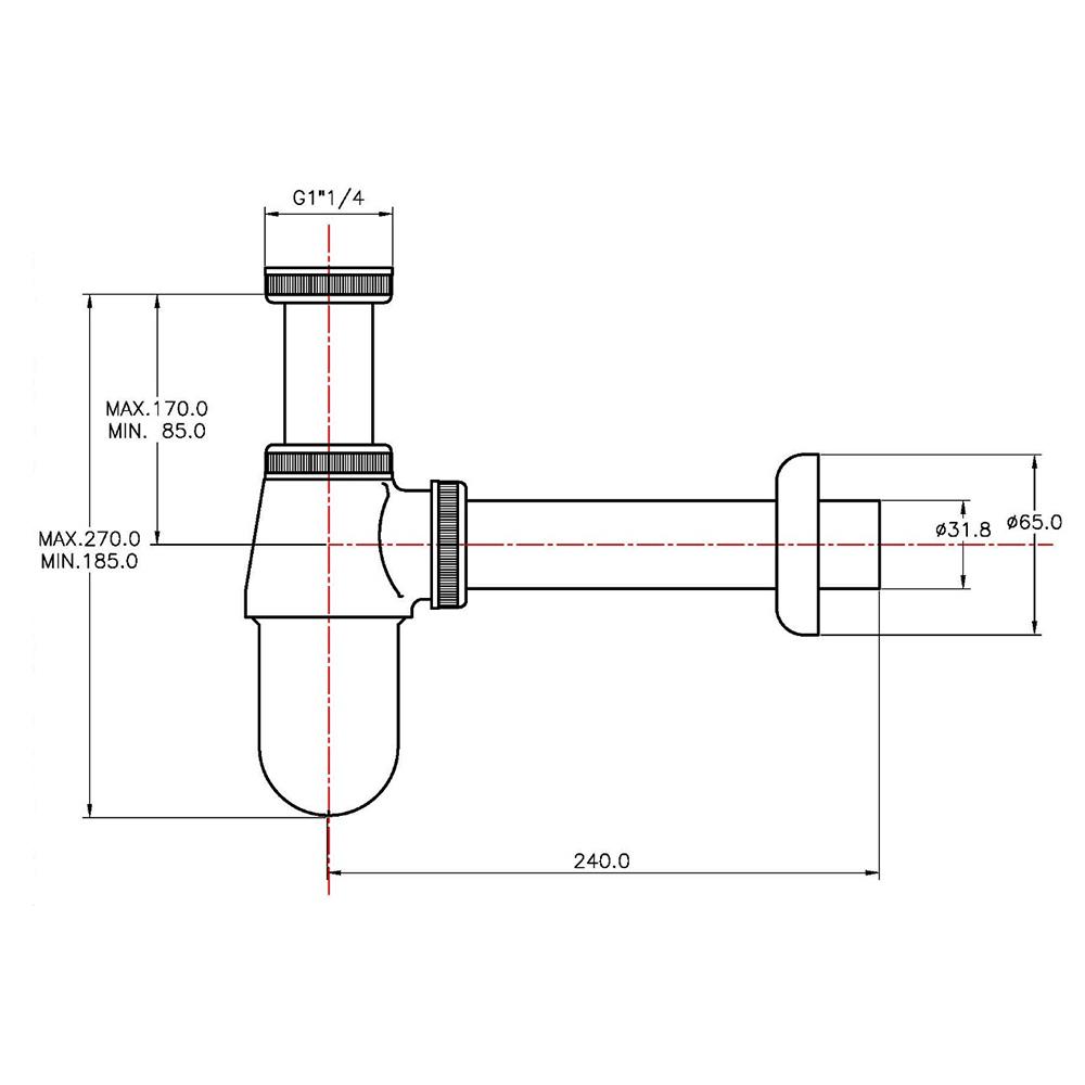 ท่อน้ำทิ้งอ่างล้างหน้ากระปุก HANG BP-02 20 ซม.