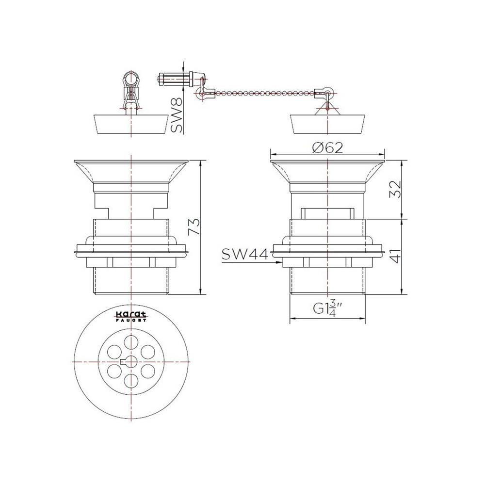 สะดืออ่างล้างหน้าสายโซ่ KARAT BAD1-50