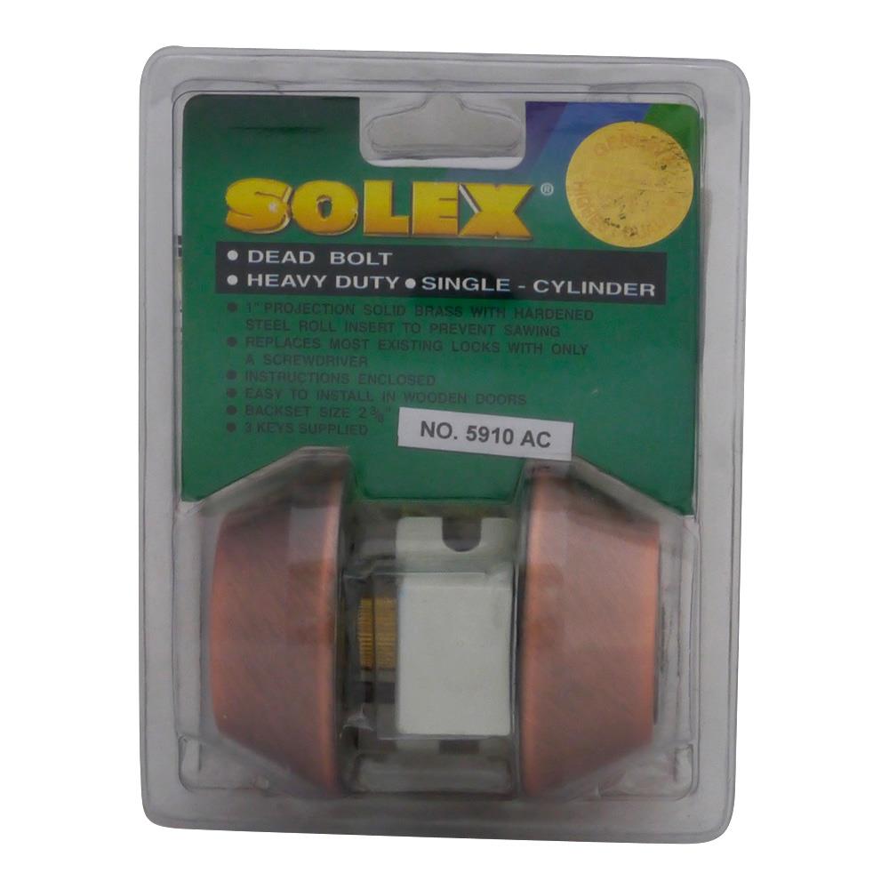 กุญแจลิ้นตาย 2 ด้าน SOLEX 5910 สีทองแดงรมดำ