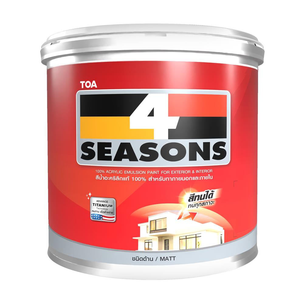 สีน้ำทาภายนอก ชนิดด้าน TOA 4 SEASONS A1000 สีขาว 5 แกลลอน