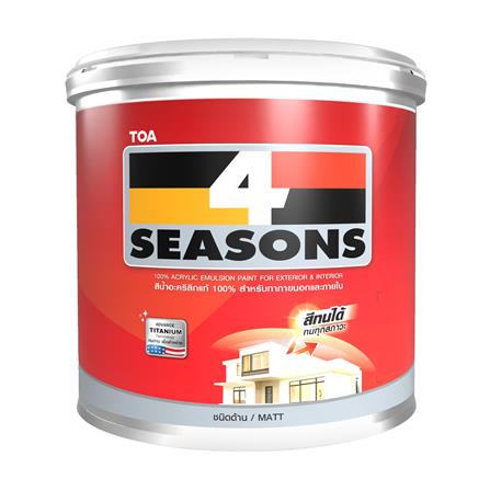 สีน้ำทาภายนอก ชนิดด้าน TOA 4 SEASONS A1000 สีขาว 5 แกลลอน_0