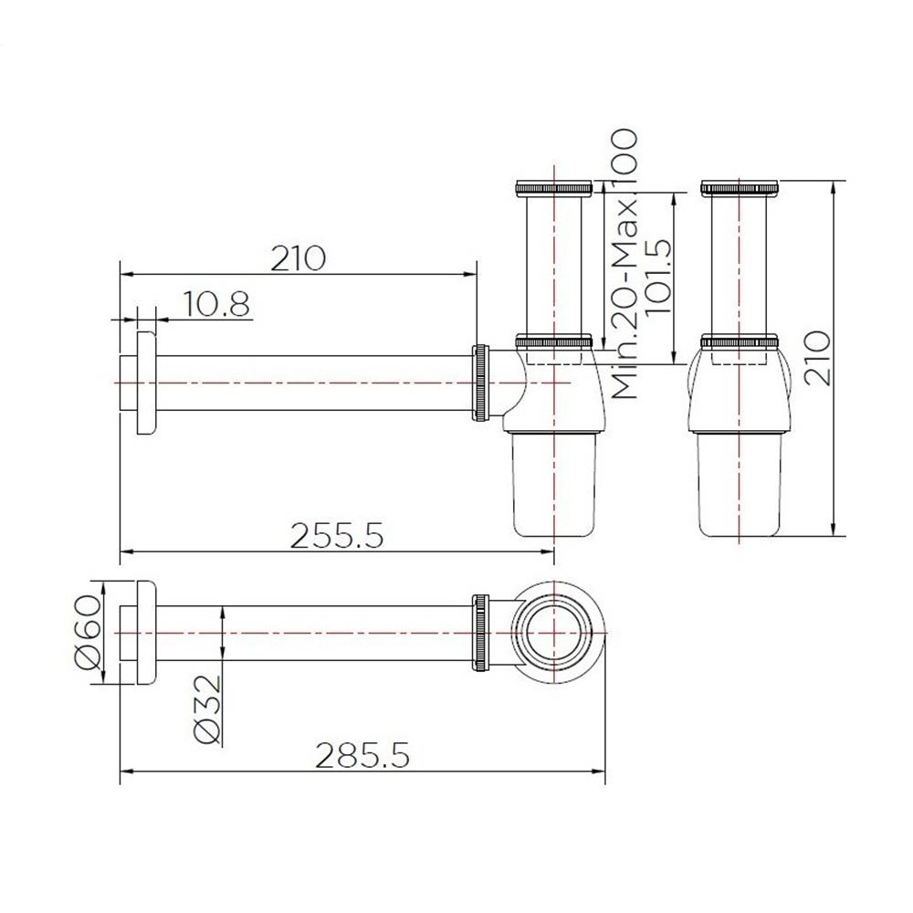 ท่อน้ำทิ้งอ่างล้างหน้ากระปุก KARAT BAT3-50 25 ซม.