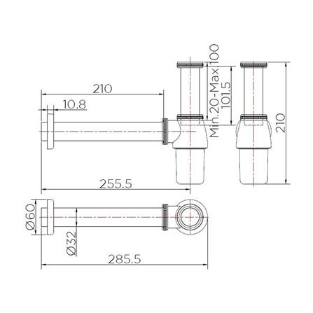 ท่อน้ำทิ้งอ่างล้างหน้ากระปุก KARAT BAT3-50 25 ซม._1