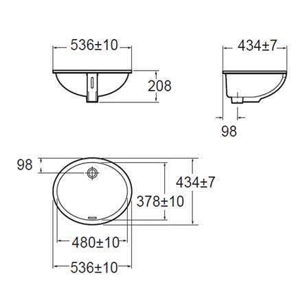 อ่างล้างหน้าฝังใต้เคาน์เตอร์ AMERICAN STANDARD TF-470LM สีขาว_1