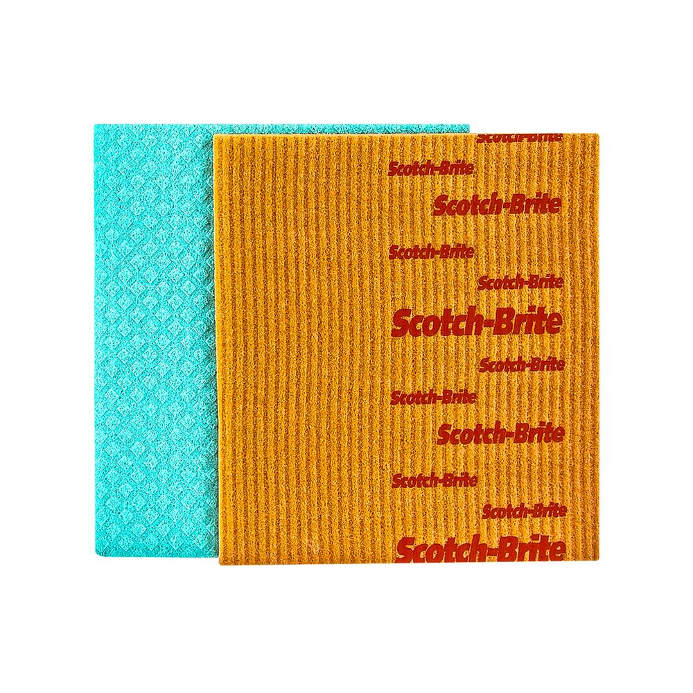ผ้าฟองน้ำทำความสะอาดอเนกประสงค์ SCOTCH-BRITE 18x20cm สีเหลือง/ฟ้า