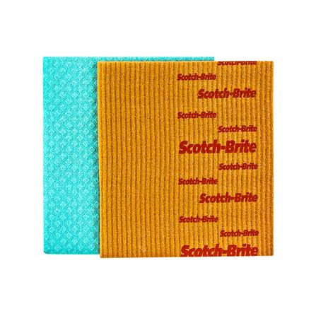 ผ้าฟองน้ำทำความสะอาดอเนกประสงค์ SCOTCH-BRITE 18x20cm สีเหลือง/ฟ้า_1