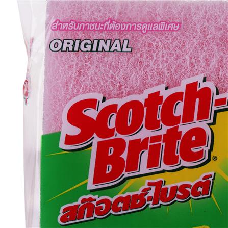 ฟองน้ำพร้อมใยขัด SCOTCH-BRITE LIGHT DUTY 3x4นิ้ว สีชมพู_1