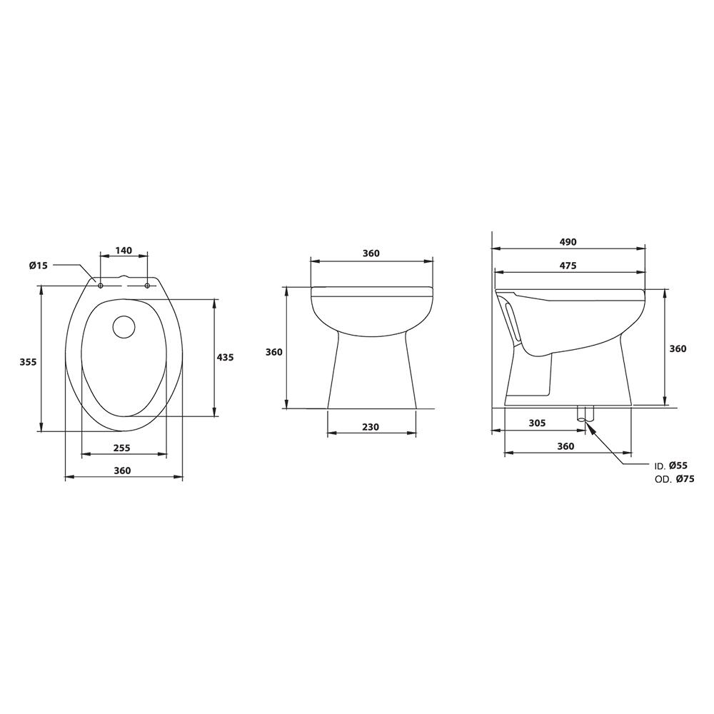 สุขภัณฑ์นั่งราบ STAR S-2701 สีขาว