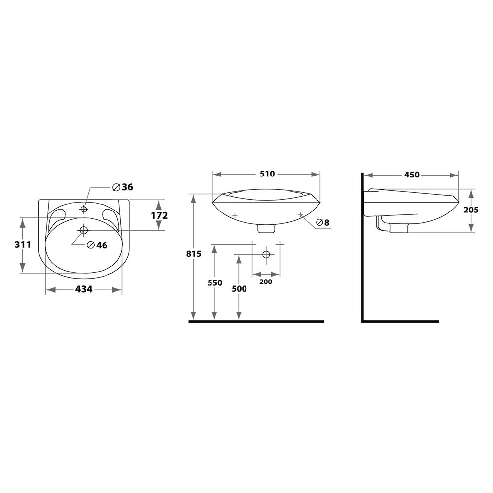 อ่างล้างหน้าแขวน STAR S-4502 สีขาว