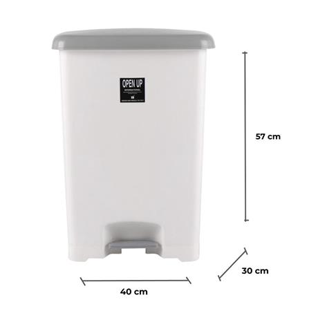 ถังขยะเหยียบเหลี่ยม CHIC ขนาด 42L สีขาว/เทา_4