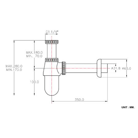 ท่อน้ำทิ้งอ่างล้างหน้ากระปุก 30 ซม. BP-02S_2