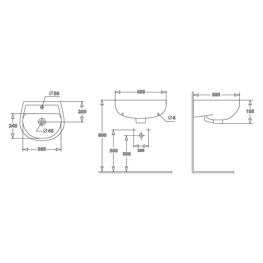 อ่างล้างหน้าแขวน STAR S-4505 สีขาว