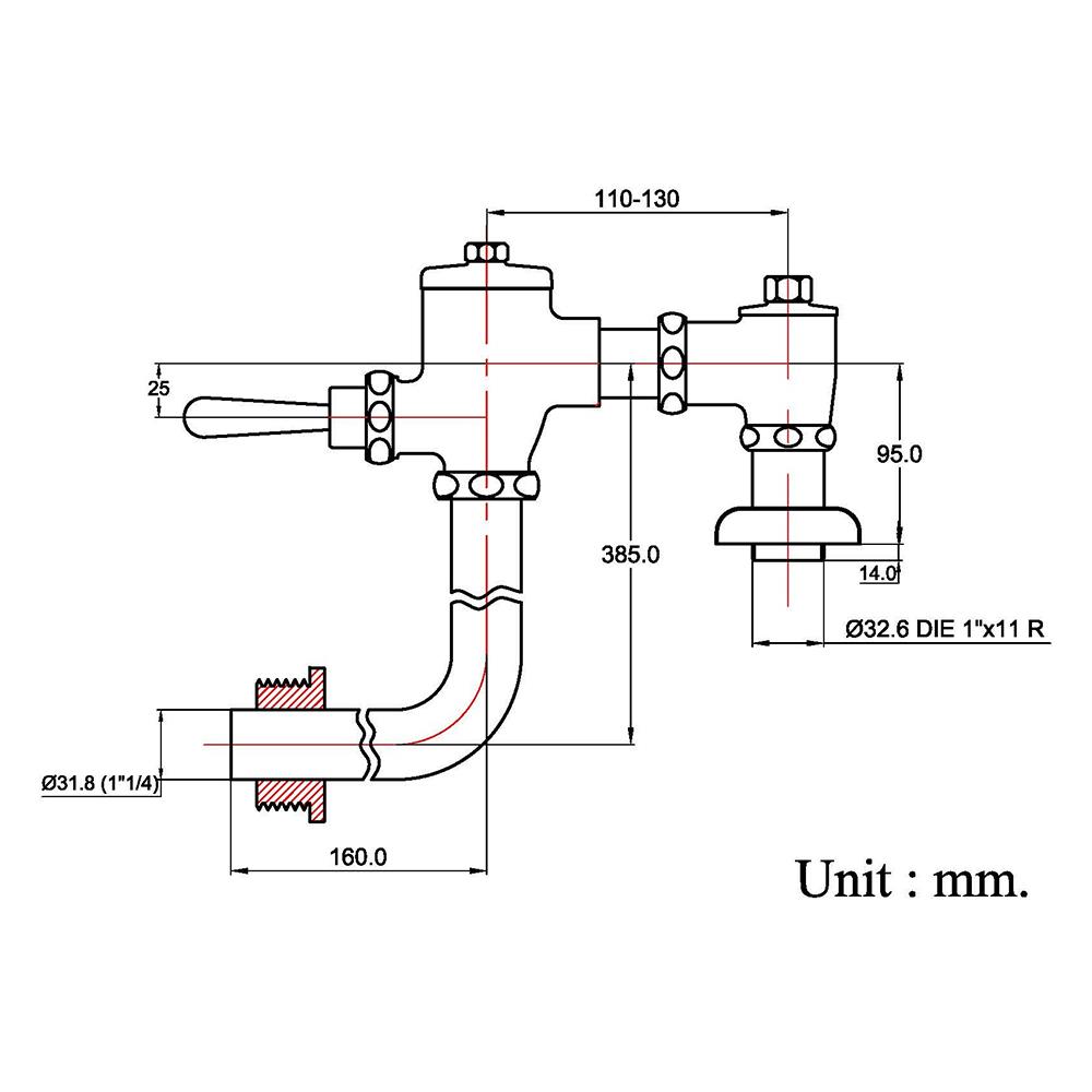 ฟลัชวาล์วสุขภัณฑ์นั่งยอง HANG CF-50L