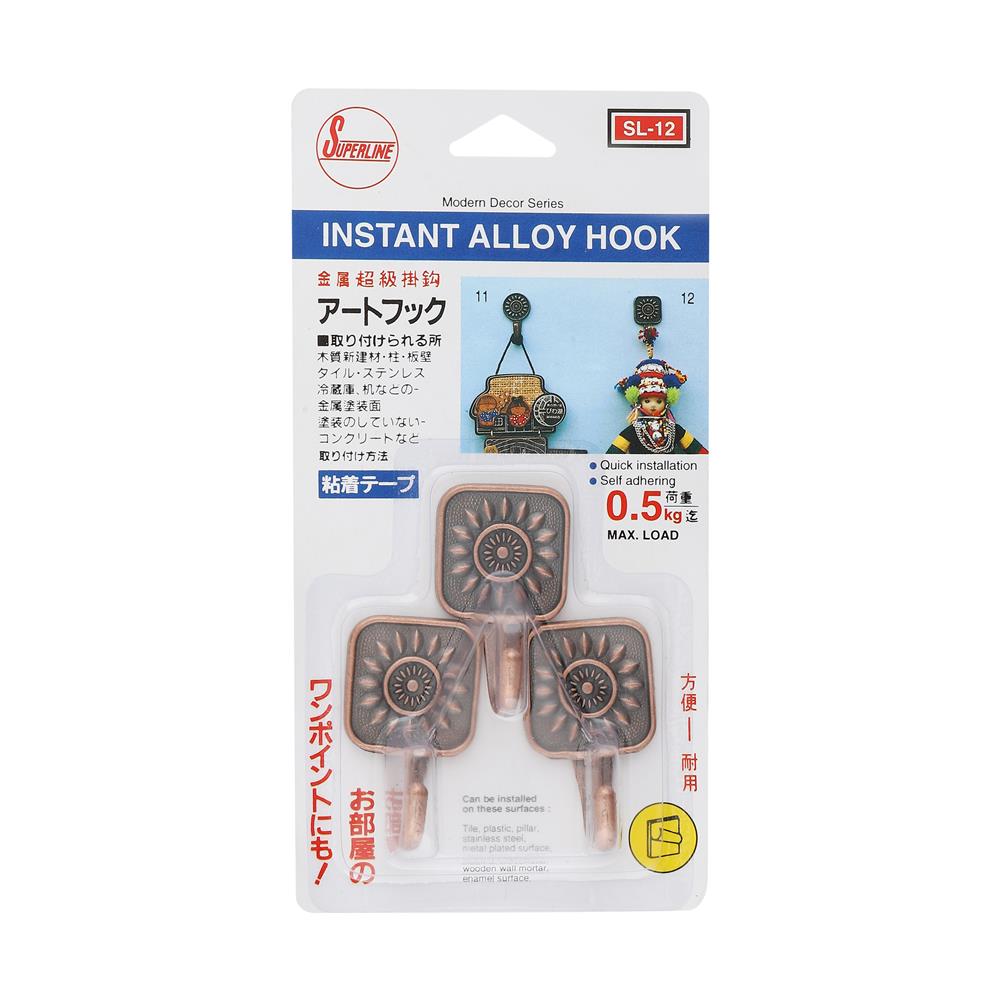 ขอแขวนเหลี่ยมเหล็กติดเทปกาว SUPERLINE SL12 (1x3)