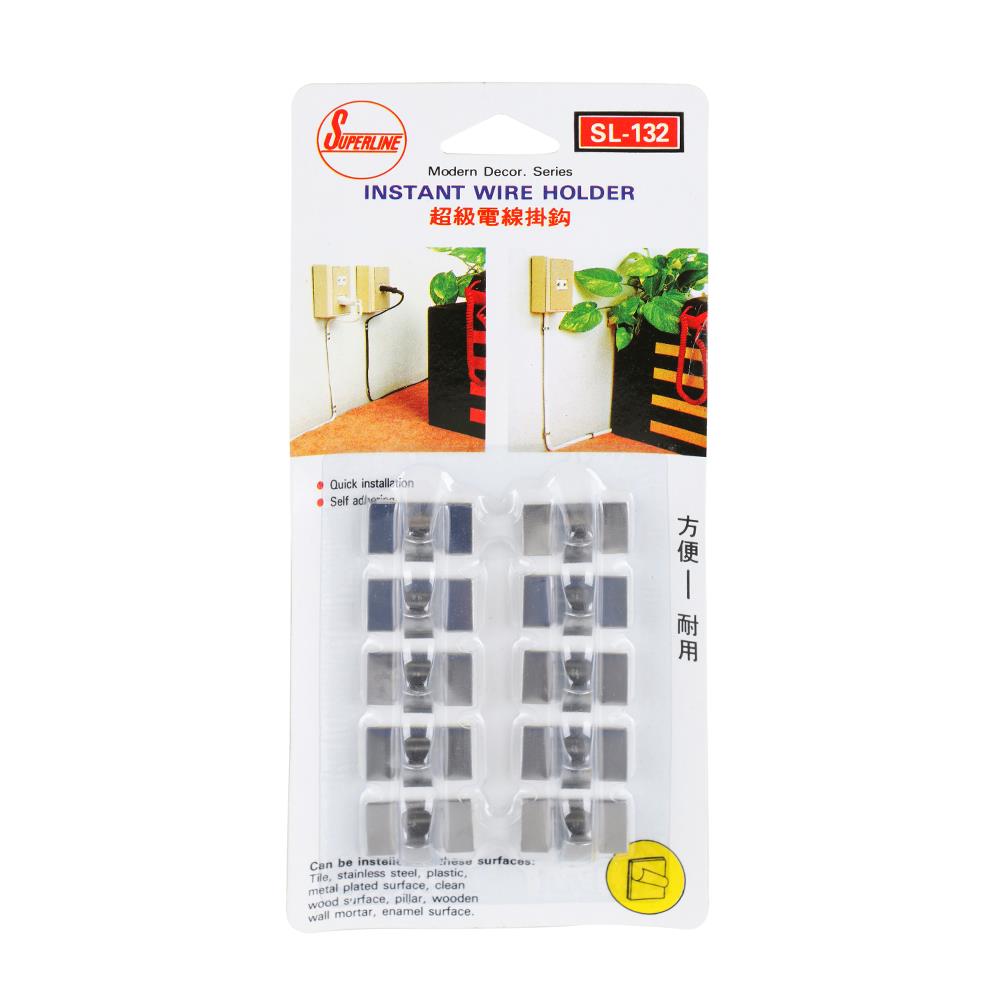 ขอแขวนสเตนเลสเหลี่ยมติดเทปกาว SUPERLINE SL132 (แพ็ก 10 ชิ้น)