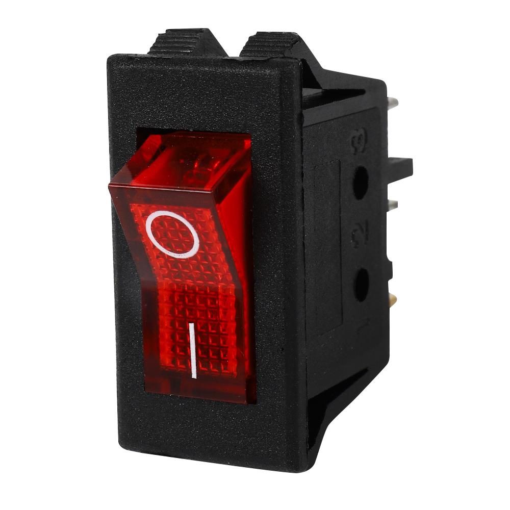 สวิตช์ 1 ทาง มีไฟ  3 ขา PGE สีแดง/ดำ