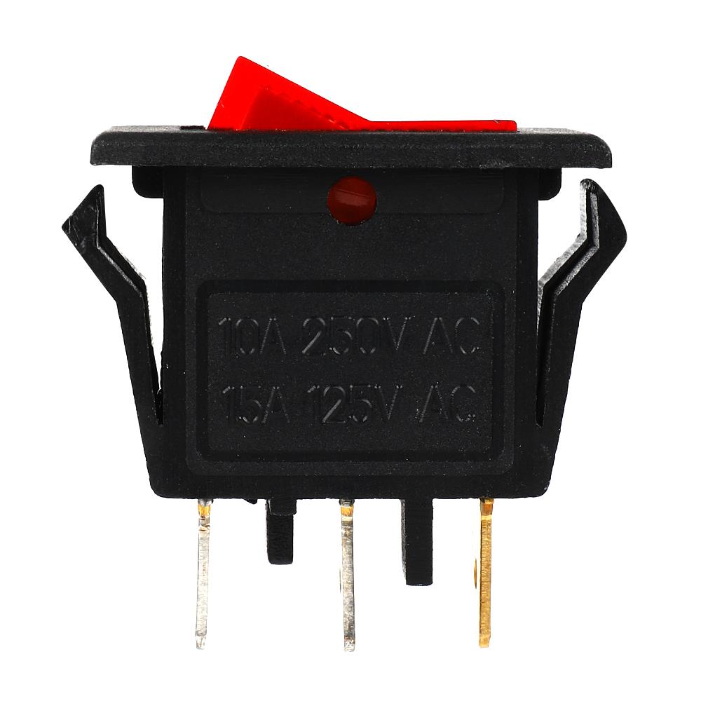 สวิตช์ 1 ทาง มีไฟ  3 ขา PGE สีแดง/ดำ