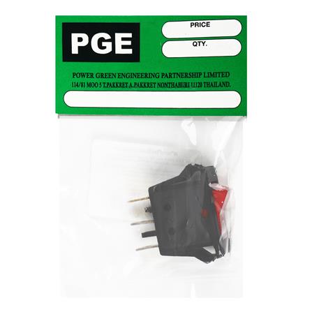 สวิตช์ 1 ทาง มีไฟ  3 ขา PGE สีแดง/ดำ_3