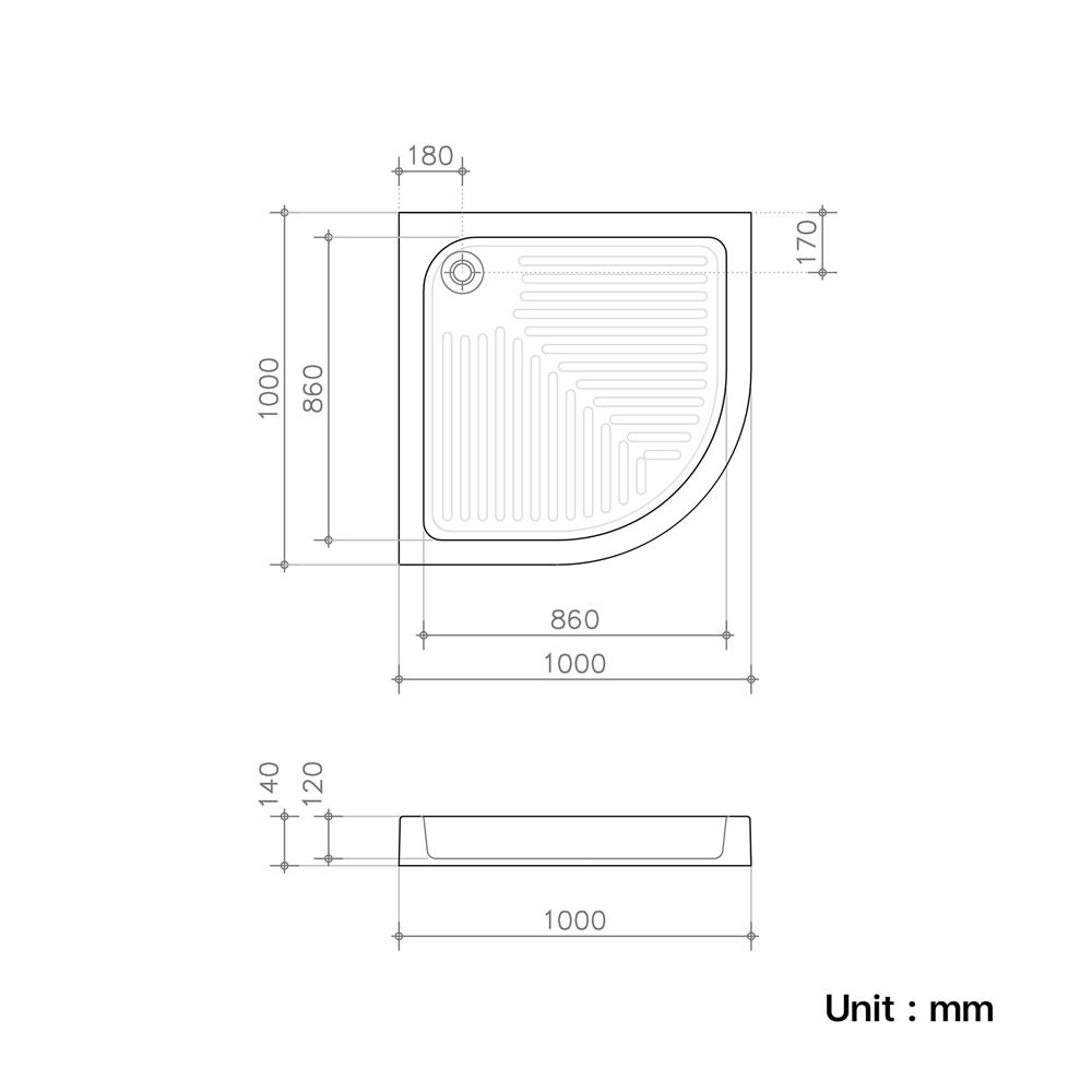 ถาดรองอาบน้ำ CRISTINA CT-8020 100X100 ซม.