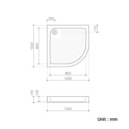 ถาดรองอาบน้ำ CRISTINA CT-8020 100X100 ซม._1