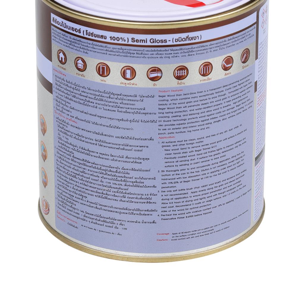 สีย้อมไม้ BEGER 2909 สีมะฮอกกะนี กึ่งเงา 1/4 แกลลอน