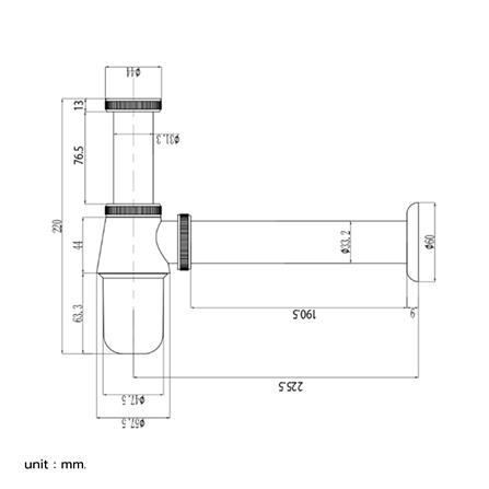 ท่อน้ำทิ้งอ่างล้างหน้ากระปุก HANG BP-03 20 ซม._1