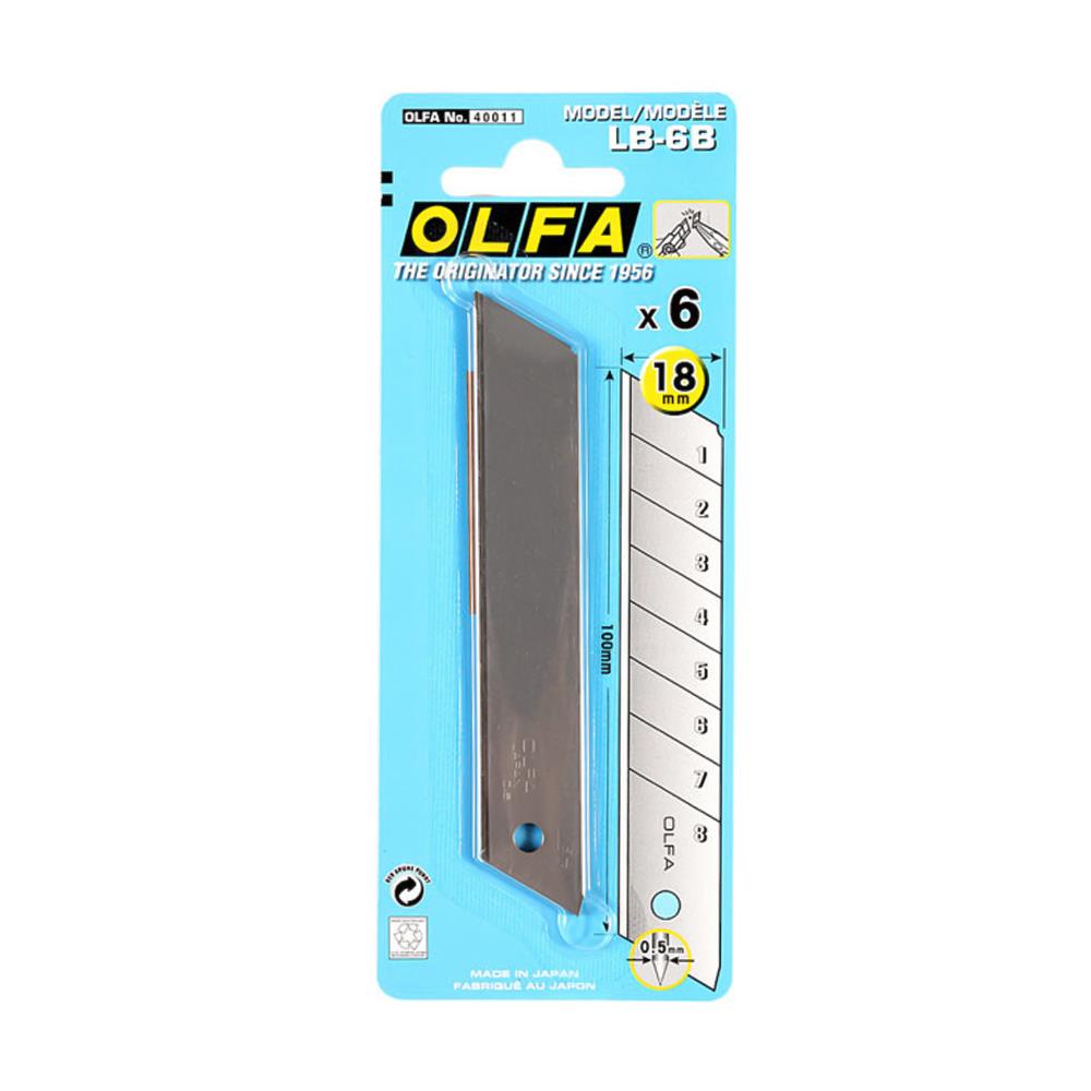 ใบมีดคัตเตอร์ OLFA LB-6B 18 มม. แพ็ค 6 ชิ้น