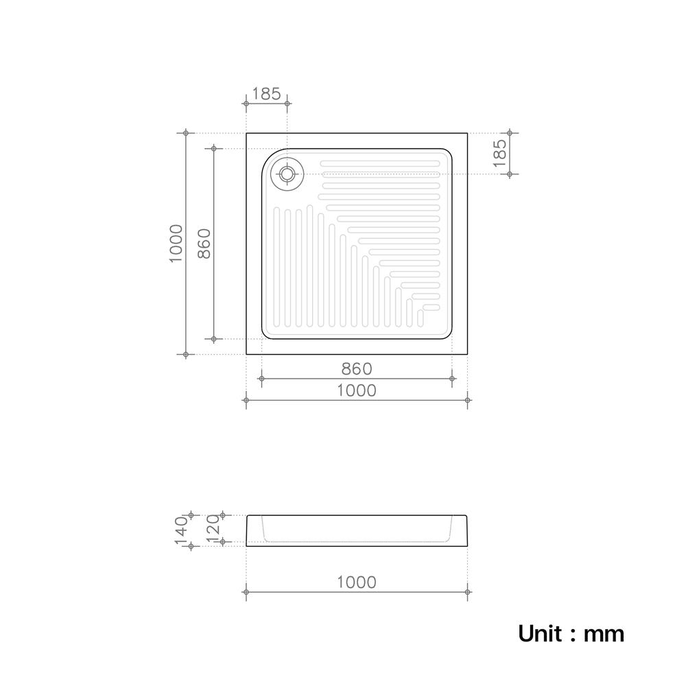 ถาดรองอาบน้ำ CRISTINA CT-8010 100x100 ซม.
