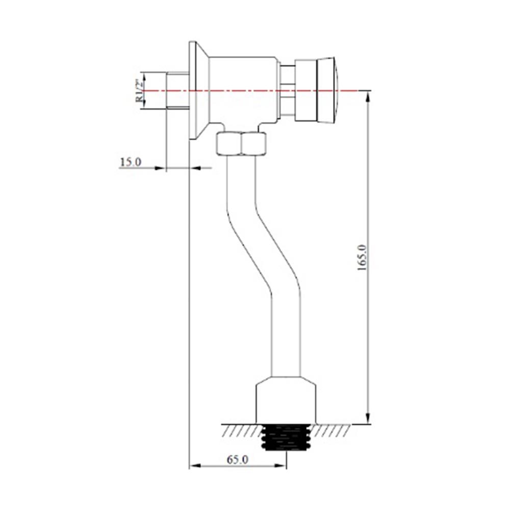 ฟลัชวาล์วโถปัสสาวะชายท่อโค้ง HANG UF-48 S