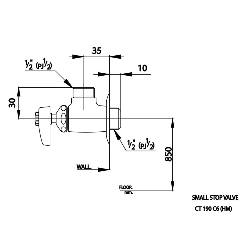 สต๊อปวาล์ว 1 ทาง COTTO CT190C6(HM)