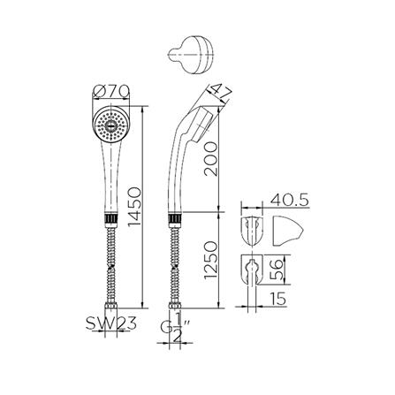 ชุดฝักบัวสายอ่อน 1 ระดับ KARAT FAUCET รุ่น BA01-50 สีโครม_1