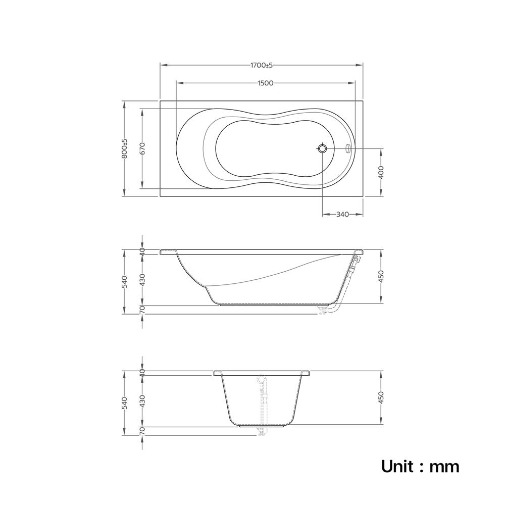อ่างอาบน้ำ CRISTINA CT-9060 170 ซม. สีขาว