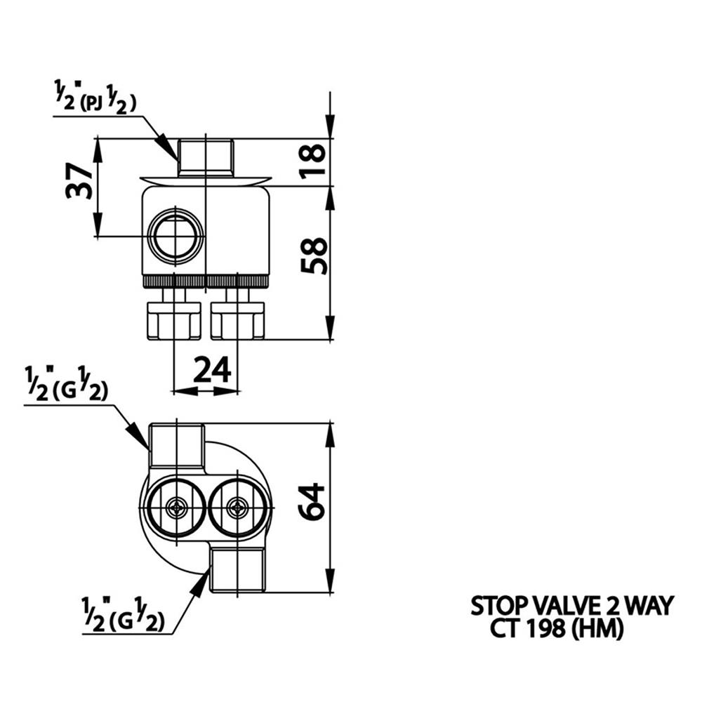 สต็อปวาล์ว 2 ทาง COTTO CT198(HM)