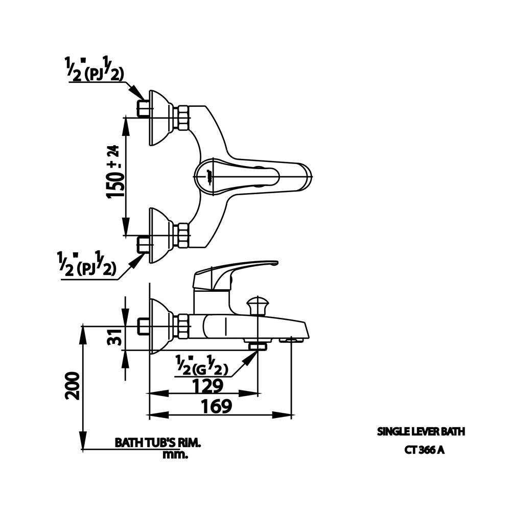 ก๊อกผสมอ่างอาบ COTTO CT366A