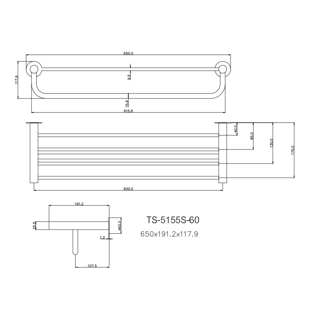 ชั้นวางพร้อมราว WATSON TS-5155S-60 สเตนเลส