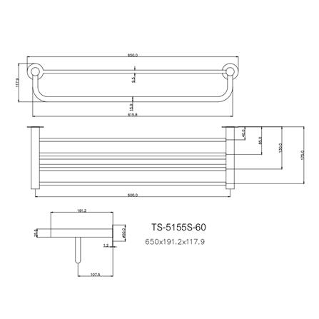 ชั้นวางพร้อมราว WATSON TS-5155S-60 สเตนเลส_1