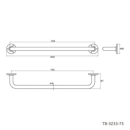 ราวแขวนผ้า WS TB-3233-75 75 ซม. สเตนเลส_1